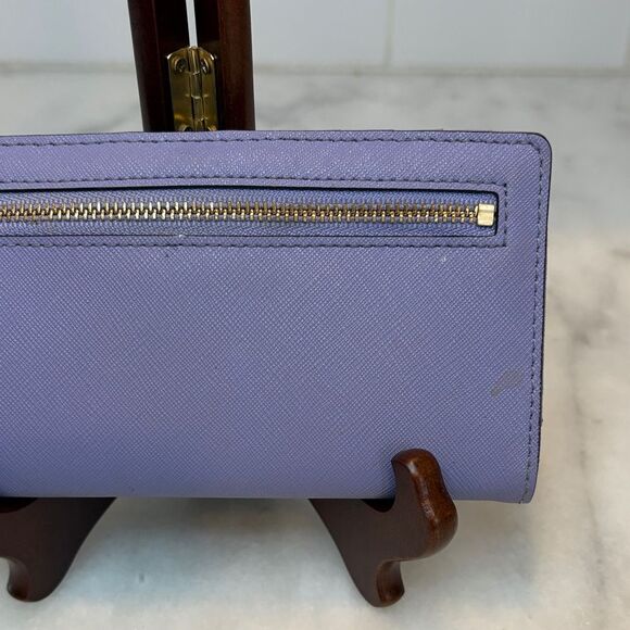 Kate Spade Cross Grain Leather Slim Sleek Snap & Zip Clutch Wallet - Picture 6 of 16